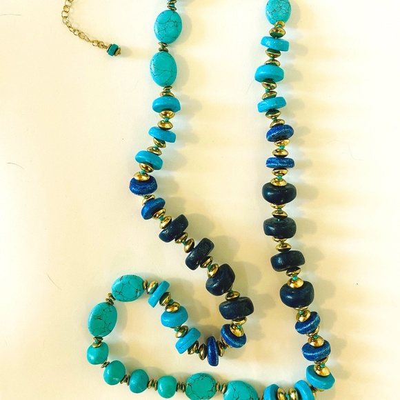 Chico's Long Blue and Turquoise Necklace - Picture 1 of 4